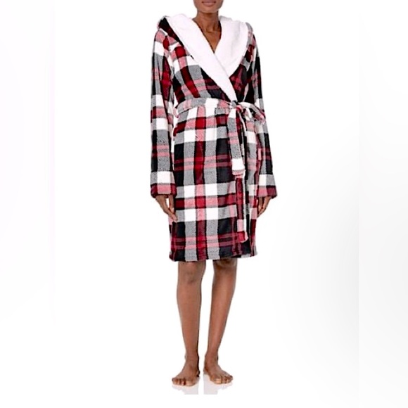 Vera Bradley NWOT Cozy Fleece/sherpa hooded Bathroom w/pockets Plaid - Picture 2 of 11